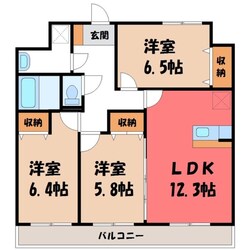 宇都宮駅 徒歩13分 9階の物件間取画像